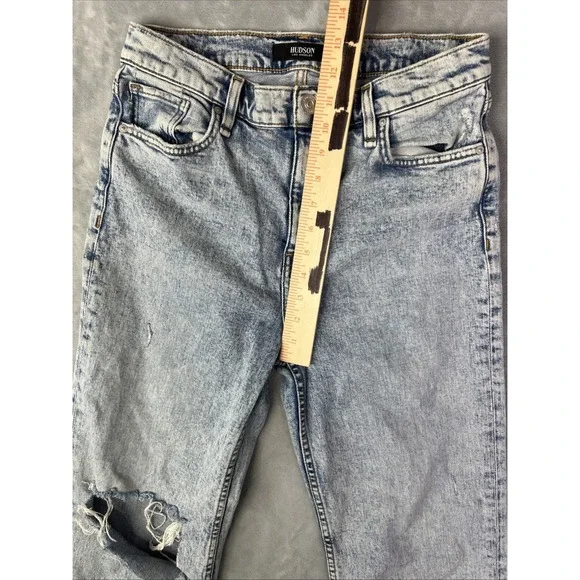 Hudson Jeans Womens 29 Blue Fray Light Wash Denim High Rise Distressed - Picture 7 of 12